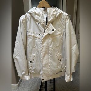 Burton White Hooded Ski Jacket